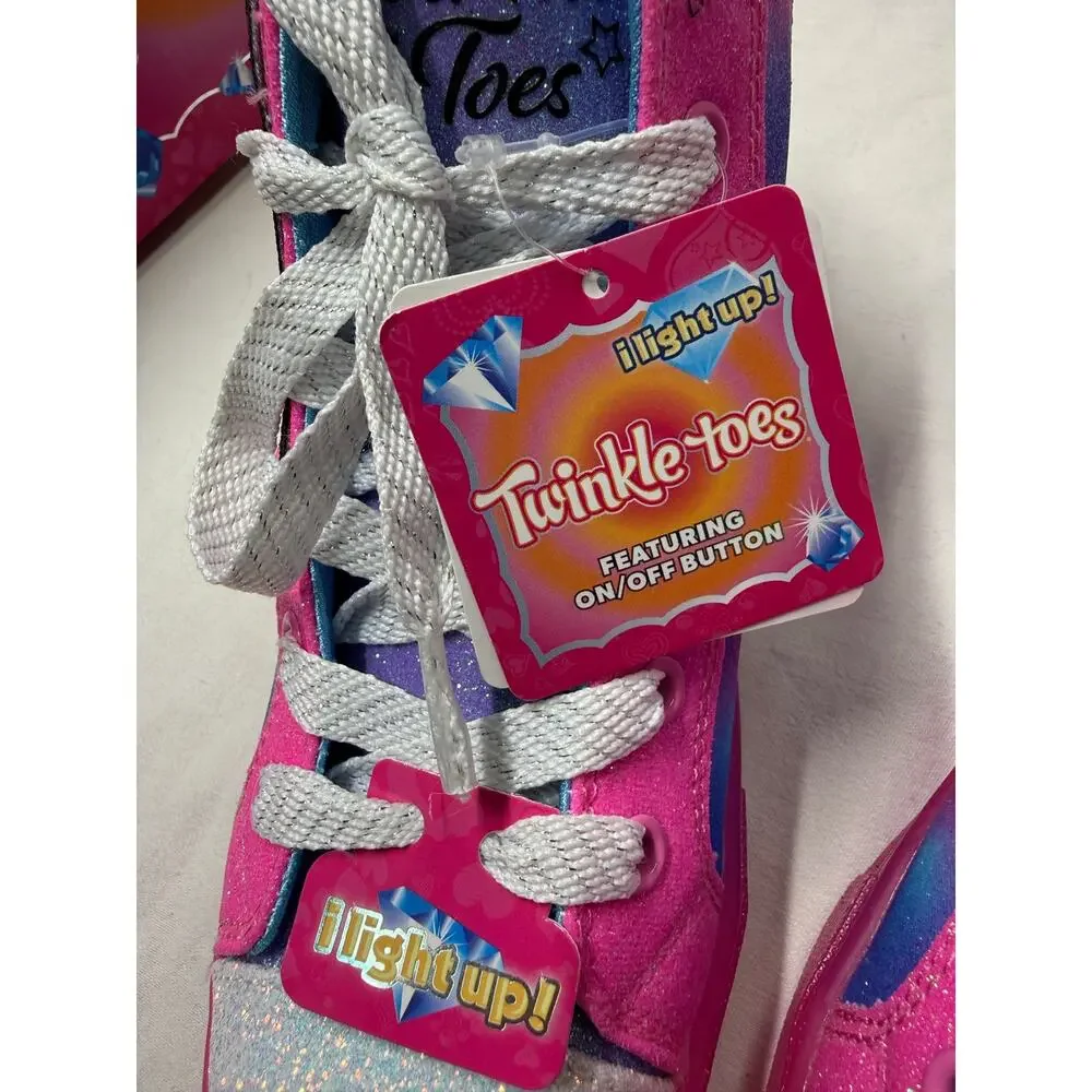 Skechers  Girls Light-Up Shoes Size 3 Pink Multicolor Glitter High Top NWT